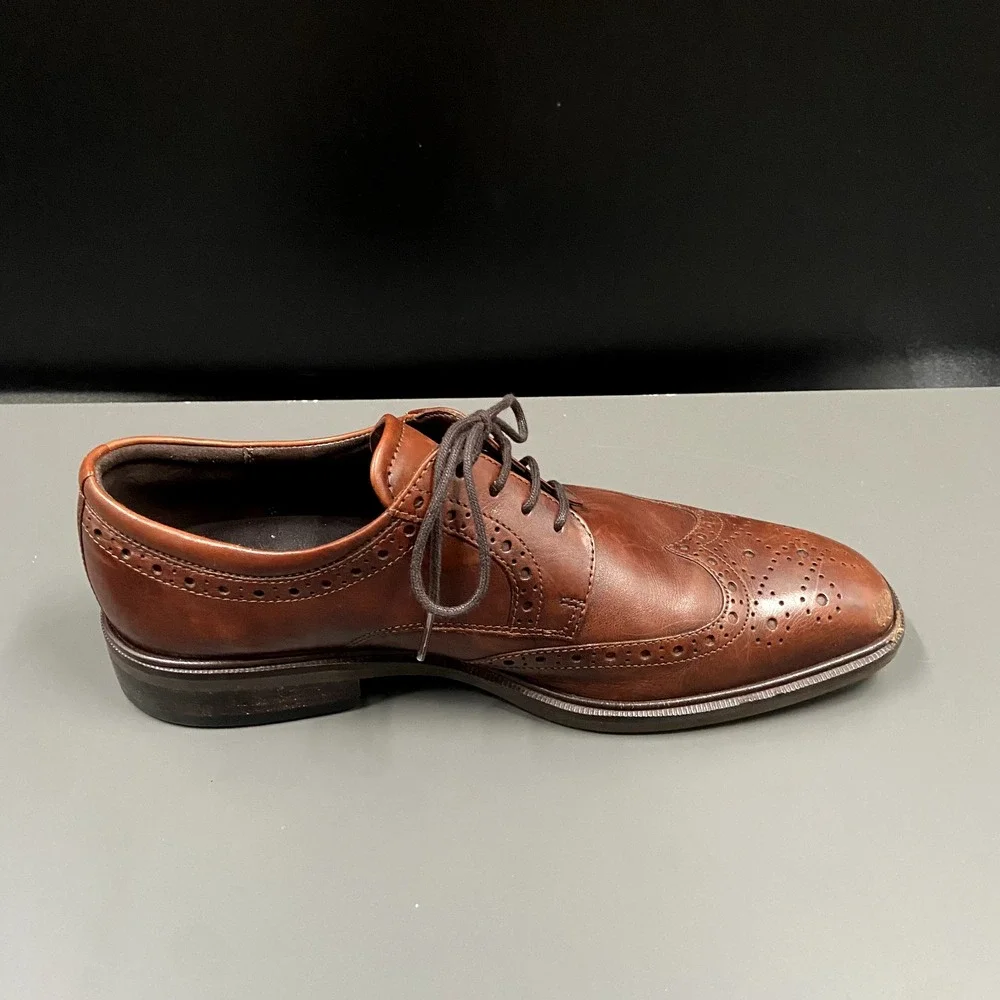 Ecco Melbourne Mens Size‎ 41 Cocoa Brown Leather Casual Wingtip Dress Shoes